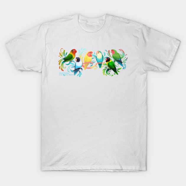 Colorful Lovebirds T-Shirt by Sylvanmistart